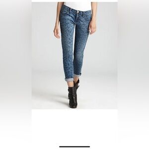 CURRENT ELLIOTT The Rolled Skinny Jeans in Indigo Leopard Size 28